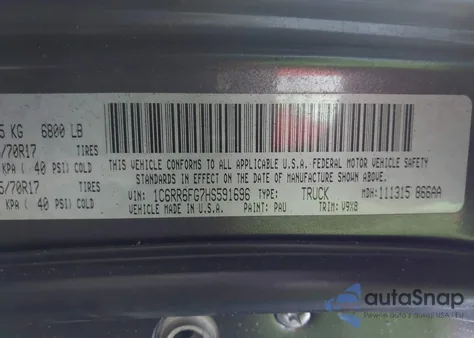 2017 Ram 1500 Tradesman Quad Cab 4X2 6'4 Box z USA, uszkodzony, nr VIN 1C6RR6FG7HS591696